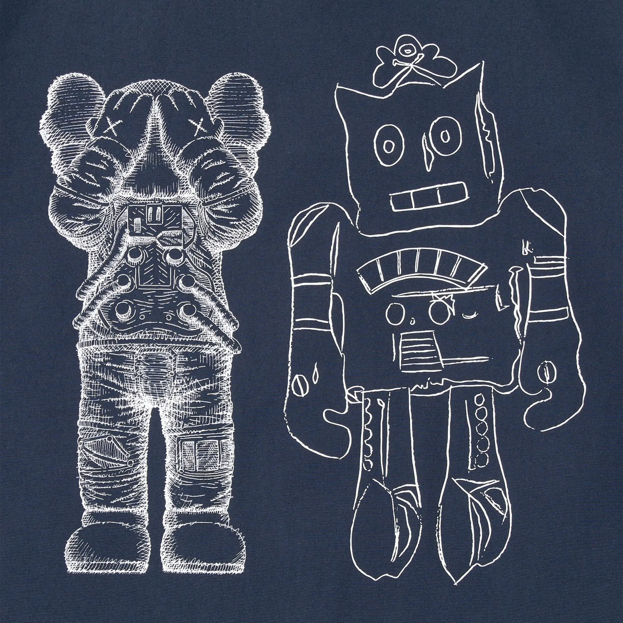 Detailed logo image view of Kaws x Uniqlo Warhol Coach Navy Jacket 476316